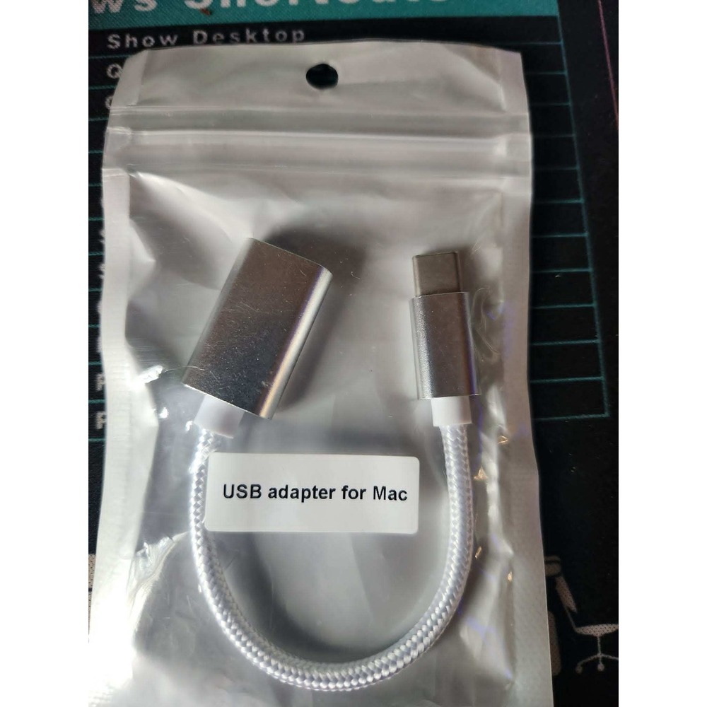 Unbranded USB-C to USB-A Adapter Mac iPad OS Silver New Braided OTG Dongle